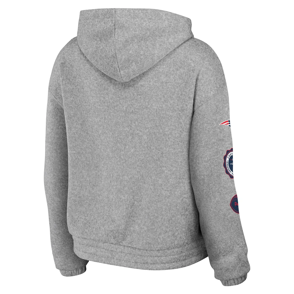 Sweat à capuche zippé pour femme WEAR by Erin Andrews Heather Grey New England Patriots