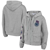 Sweat à capuche zippé pour femme WEAR by Erin Andrews Heather Grey New England Patriots