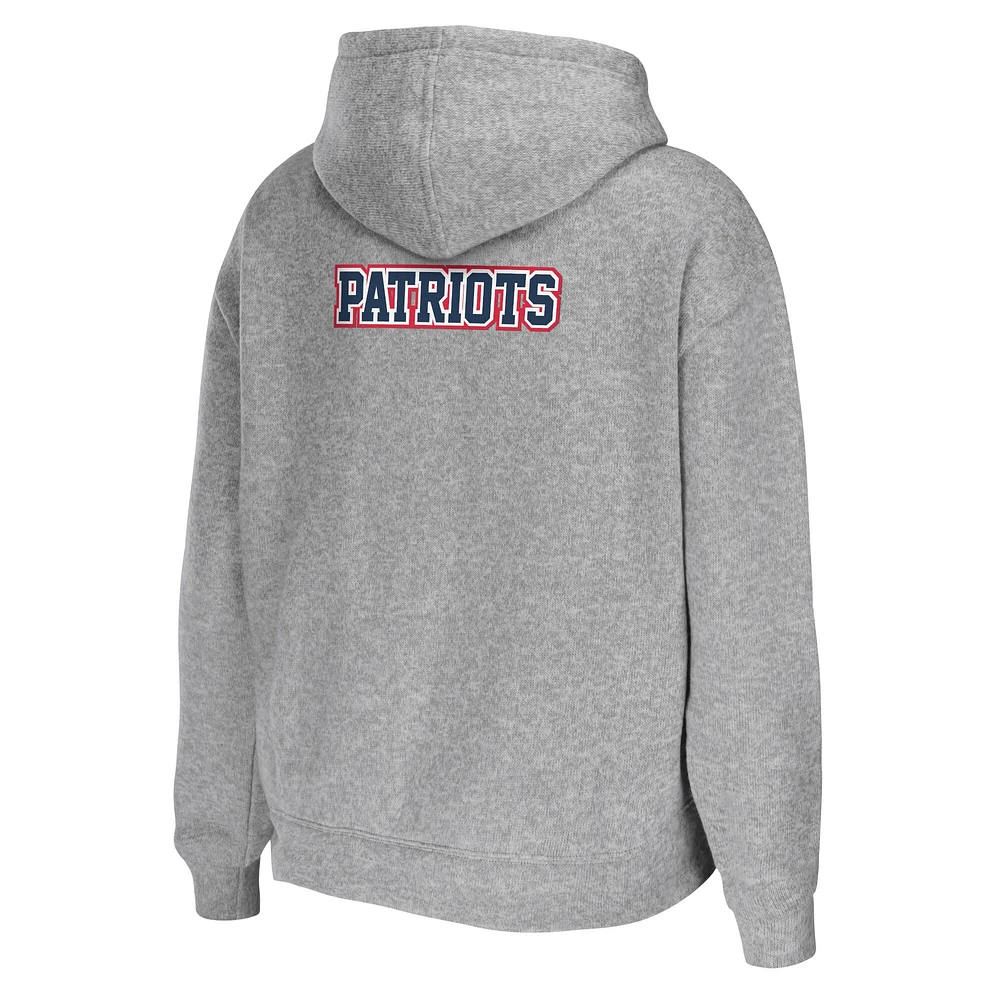 Sweat à capuche zippé grande taille pour femme WEAR by Erin Andrews Heather Gray New England Patriots