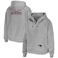 Sweat à capuche entièrement zippé gris chiné de l'équipe New England Patriots pour femme WEAR by Erin Andrews