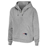 Sweat à capuche entièrement zippé gris chiné de l'équipe New England Patriots pour femme WEAR by Erin Andrews