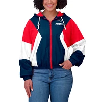 Women's WEAR by Erin Andrews Navy/Red New England Patriots Plus Color Block Full-Zip Windbreaker Jacket