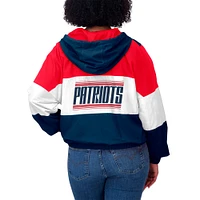 Women's WEAR by Erin Andrews Navy/Red New England Patriots Plus Color Block Full-Zip Windbreaker Jacket