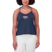 Women's WEAR by Erin Andrews Navy New England Patriots Cross Strap Tri-Blend Tank Top