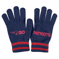 Women's WEAR by Erin Andrews  Navy New England Patriots Double Jacquard Cuffed Knit Hat with Pom and Gloves Set