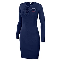 Robe à manches longues et lacets bleu marine New England Patriots pour femme WEAR by Erin Andrews