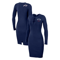 Robe à manches longues et lacets bleu marine New England Patriots pour femme WEAR by Erin Andrews