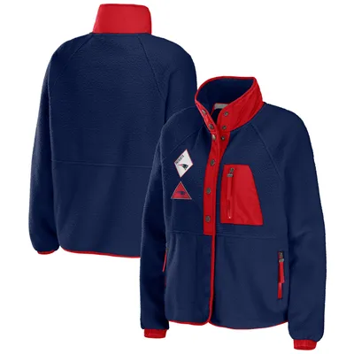 New England Patriots WEAR by Erin Andrews Women's Polar Fleece Raglan Full-Snap Jacket - Navy