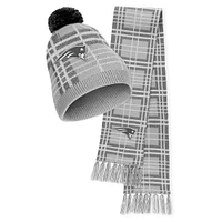 Women's WEAR by Erin Andrews New England Patriots Plaid Knit Hat with Pom & Scarf Set