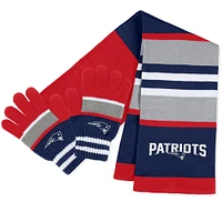 WEAR by Erin Andrews Ensemble gants et écharpe à rayures des New England Patriots pour femmes