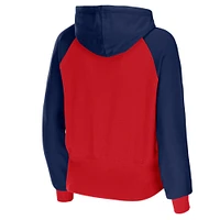 Women's WEAR by Erin Andrews Red New England Patriots Colorblock Lightweight Full-Zip Hoodie