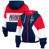 Women's WEAR by Erin Andrews  Royal New England Patriots Color Block Full-Zip Windbreaker Jacket