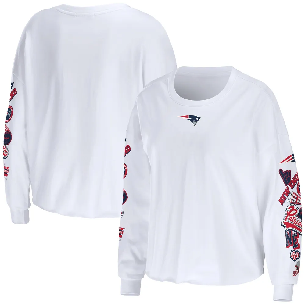 Women's WEAR by Erin Andrews White Cleveland Browns Celebration Cropped  Long Sleeve T-Shirt