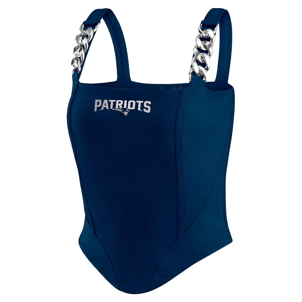 Haut corset à maillons en chaîne bleu marine New England Patriots pour femme WEAR by Erin Andrews x Gracie Hunt