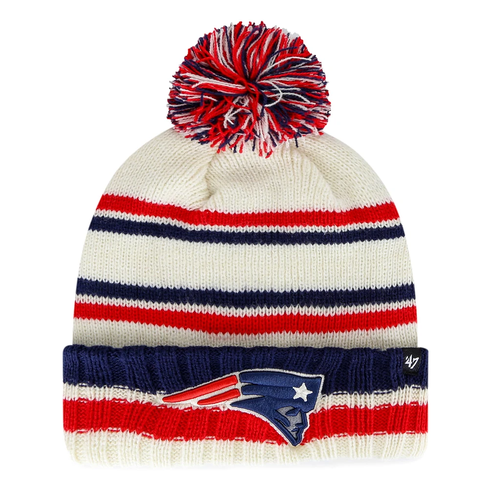 Youth '47 Cream New England Patriots Driftway Cuffed Knit with Pom