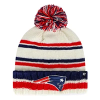 Tricot à revers Driftway des New England Patriots crème '47 pour jeunes avec pompon