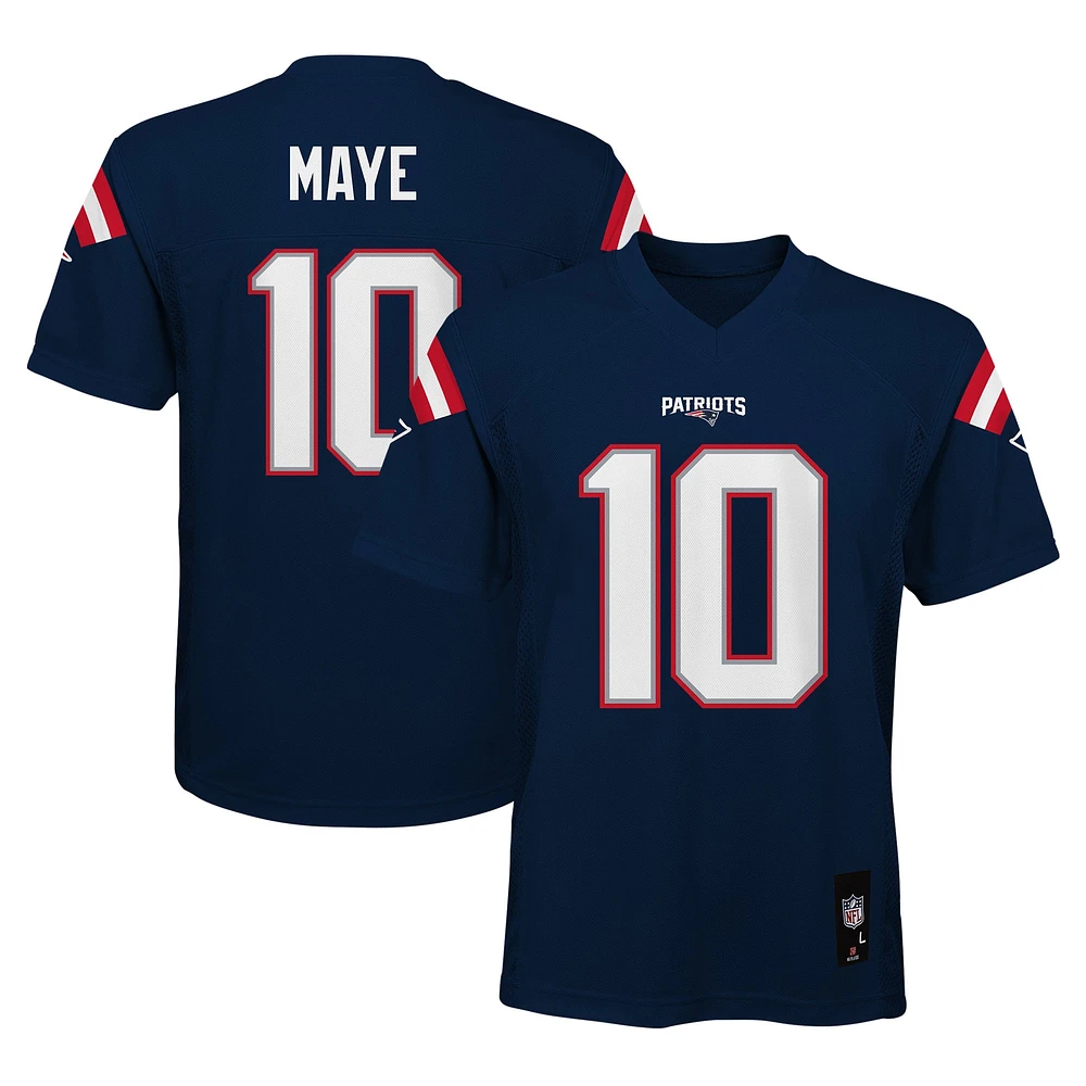 Maillot de joueur réplique Drake Maye Navy New England Patriots pour jeunes