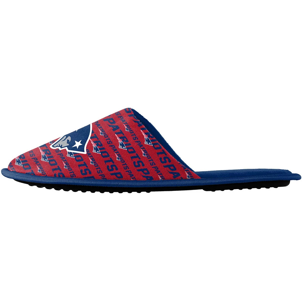 Pantoufles à glissière avec mot-symbole Scuff FOCO New England Patriots pour jeunes