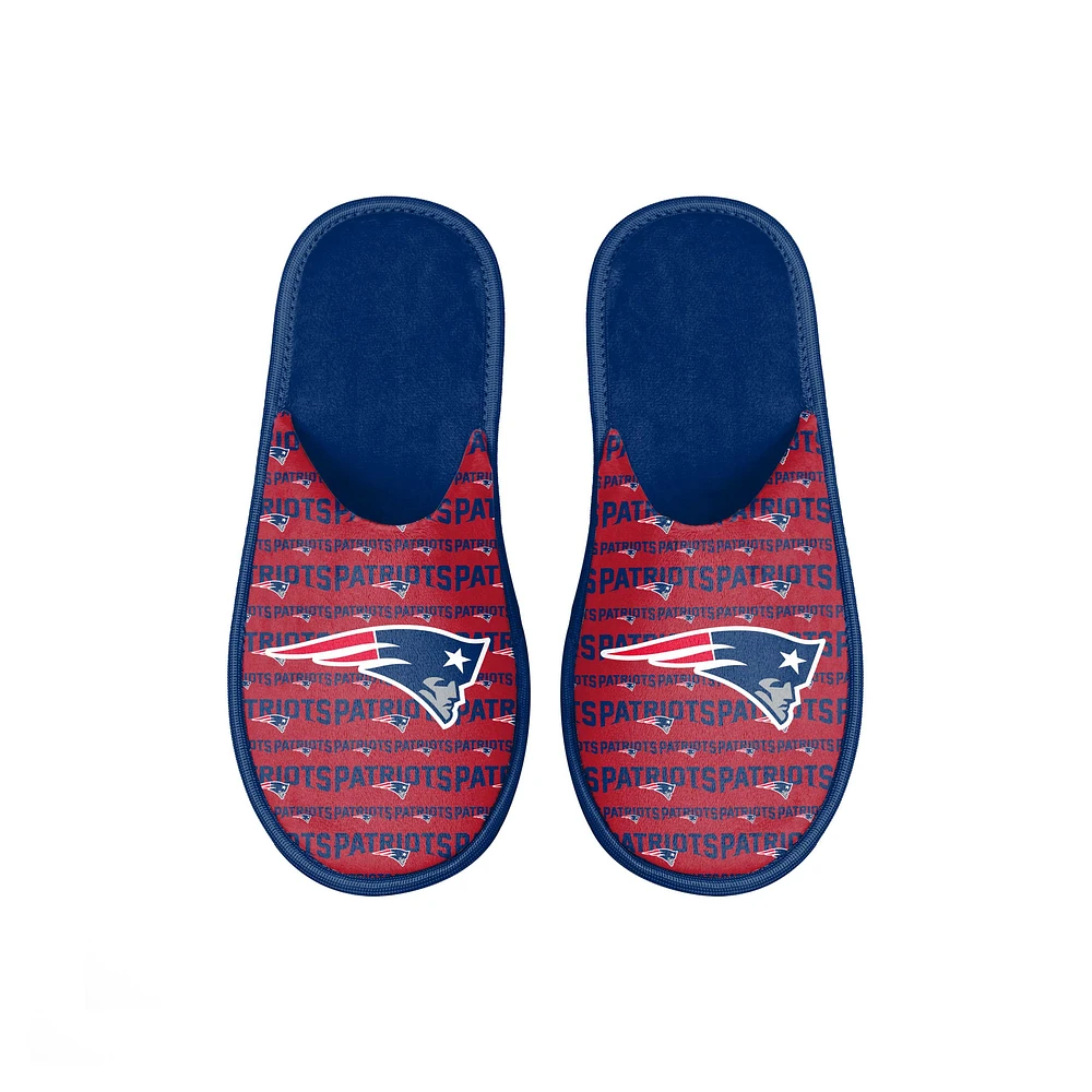 Pantoufles à glissière avec mot-symbole Scuff FOCO New England Patriots pour jeunes