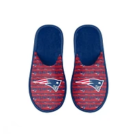 Pantoufles à glissière avec mot-symbole Scuff FOCO New England Patriots pour jeunes