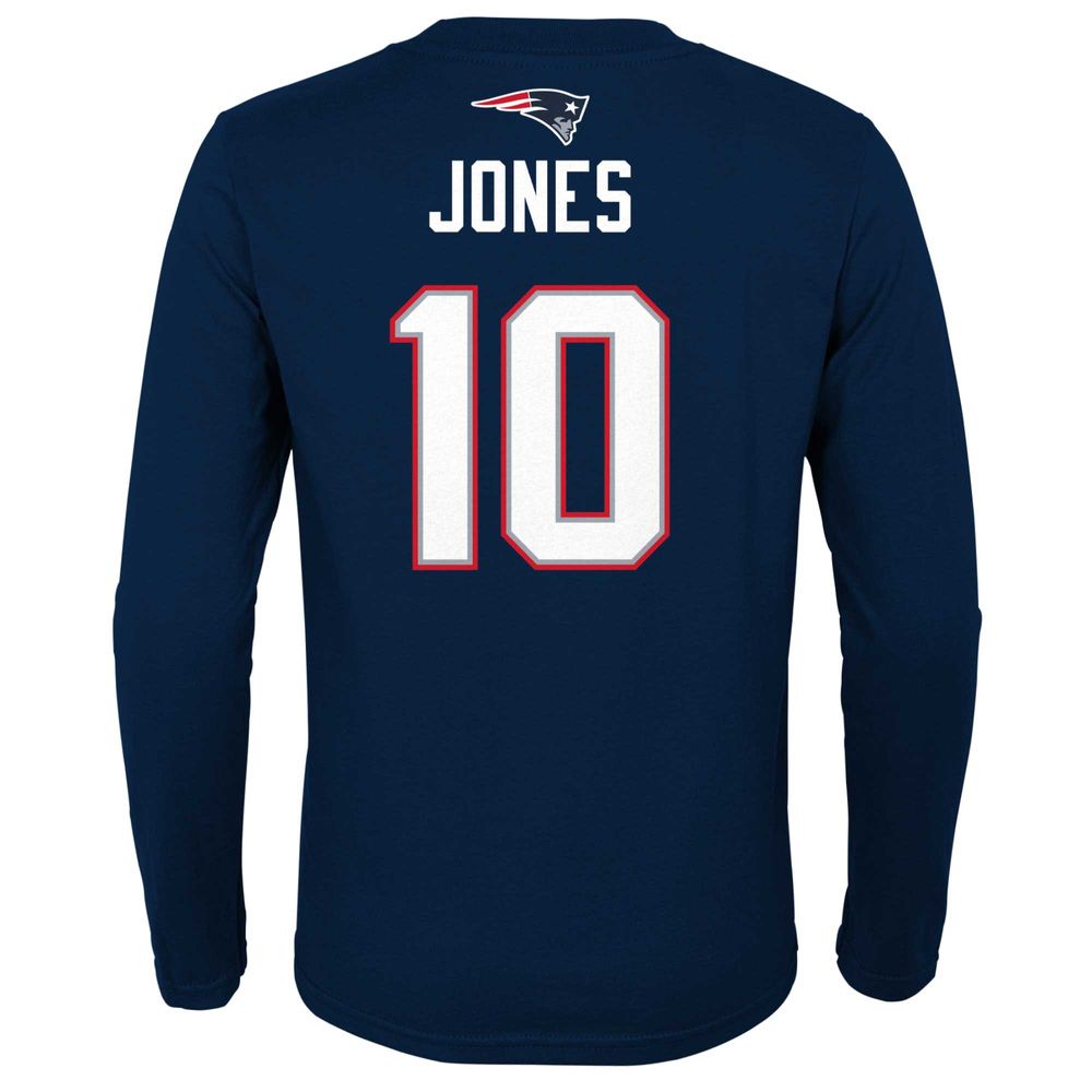 Youth Mac Jones Navy New England Patriots Mainliner Player Name & Number Long Sleeve T-Shirt