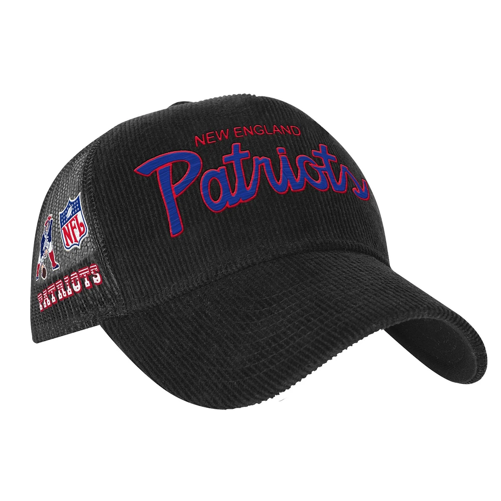 Youth Mitchell & Ness Black New England Patriots Times Up Precurved Trucker Adjustable Hat