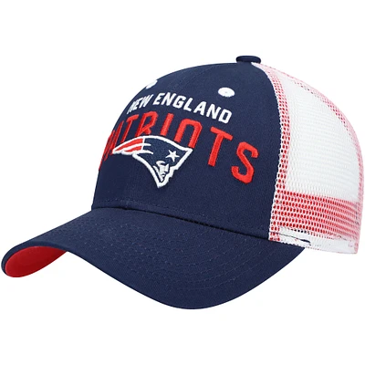 Youth Navy/White New England Patriots Core Lockup Adjustable Hat