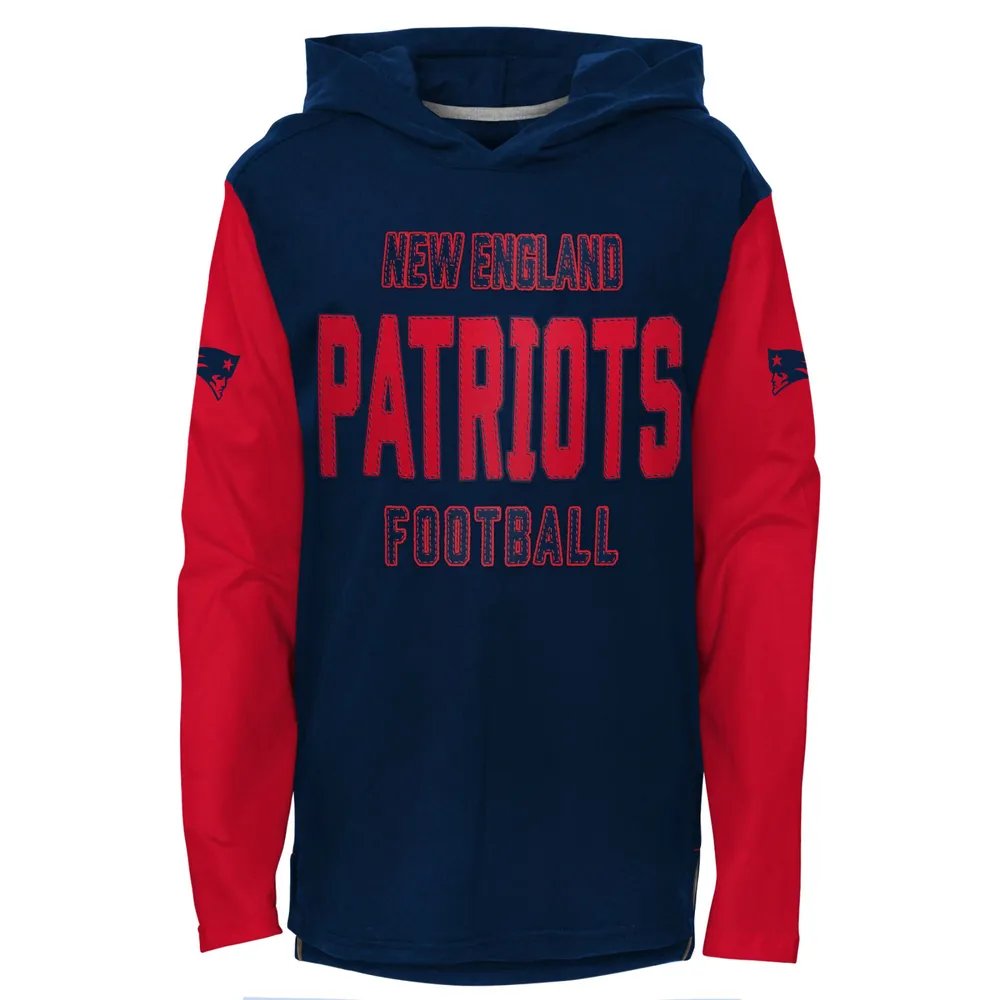 Youth Navy/Red New England Patriots Poster Board Full-Zip Hoodie