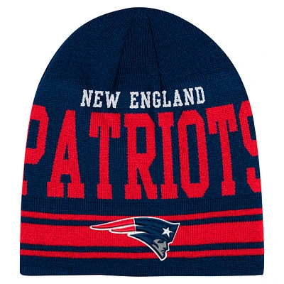 Bonnet en tricot rétro bleu marine pour jeunes New England Patriots