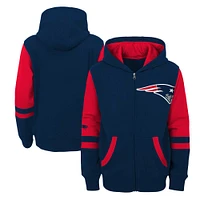 Youth Navy New England Patriots Stadium Colorblock Full-Zip Hoodie