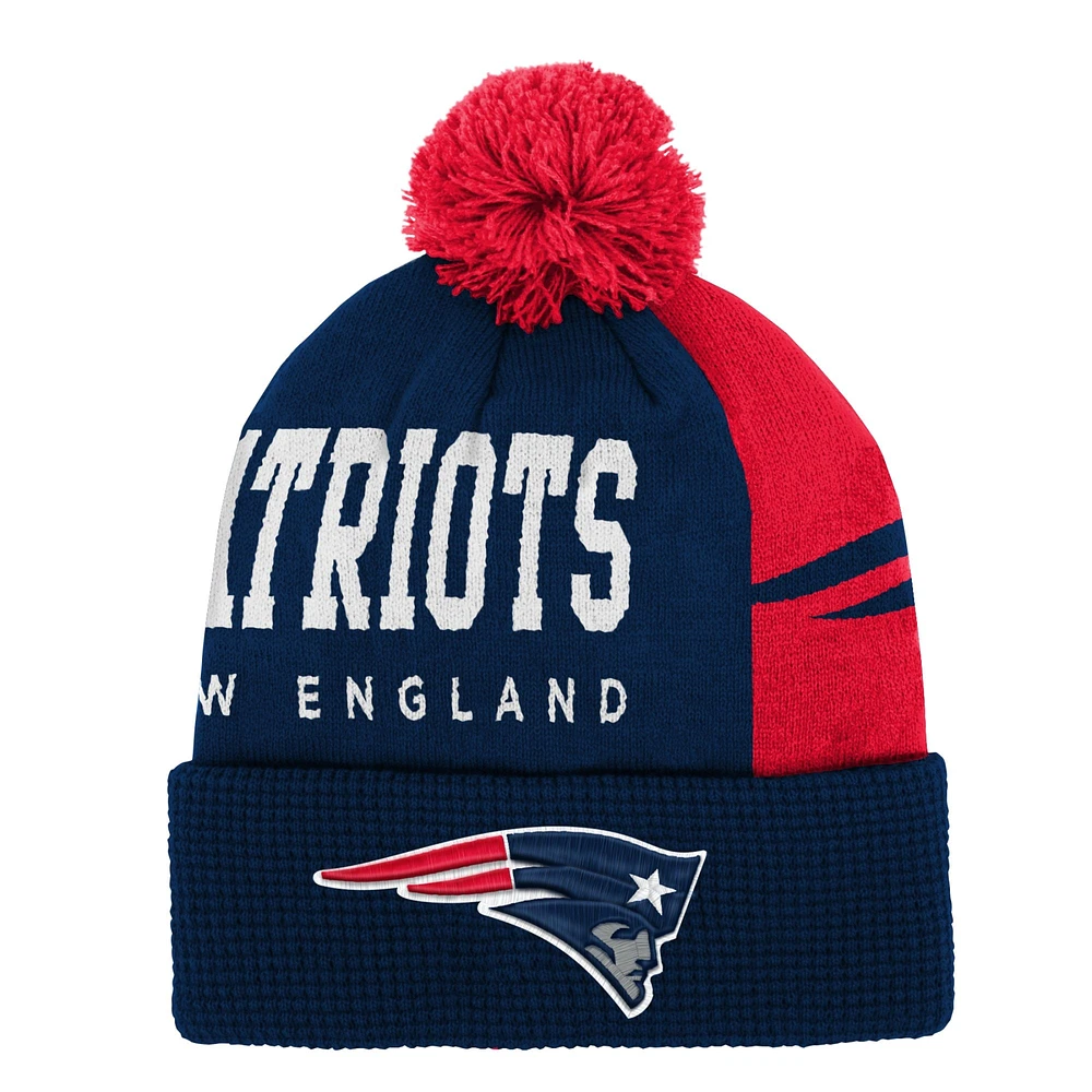 Bonnet en tricot à revers avec pompon pour jeunes New England Patriots Tailgate