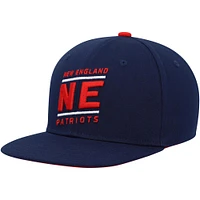 Casquette Snapback réglable avec code d'équipe des New England Patriots pour jeunes de la marine