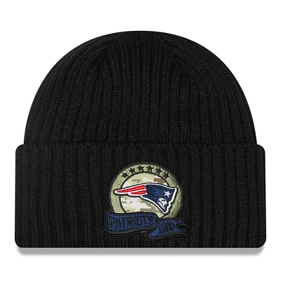 Bonnet en tricot noir New Era New England Patriots 2022 Salute To Service pour jeune