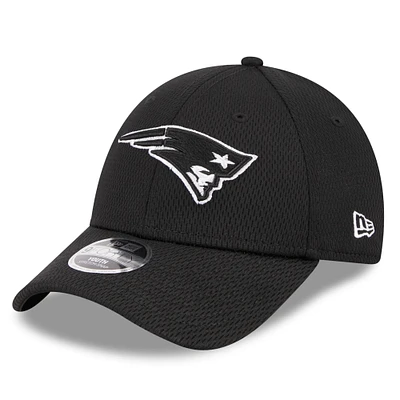 Casquette réglable noire New Era New England Patriots Main B-Dub 9FORTY pour jeune