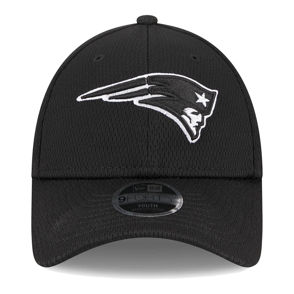 Casquette ajustable New Era noire New England Patriots Main B-Dub 9FORTY pour jeunes