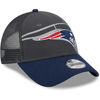 Casquette New Era Graphite New England Patriots Reflect 9FORTY réglable pour jeune