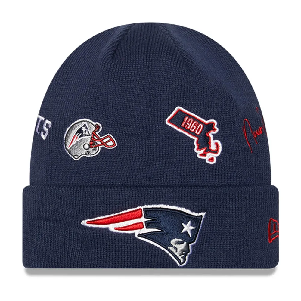 Bonnet en tricot à revers identité New England Patriots New Era bleu marine pour jeune