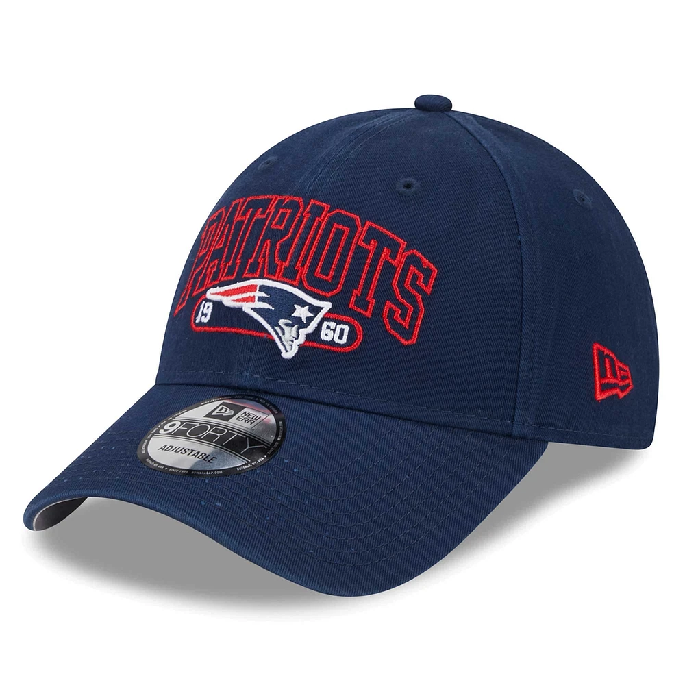 Casquette réglable New Era New England Patriots Outline 9FORTY bleu marine pour jeune