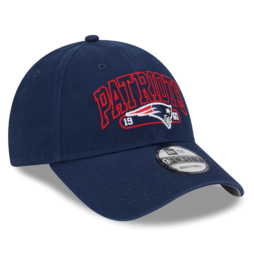 Casquette réglable New Era New England Patriots Outline 9FORTY bleu marine pour jeune