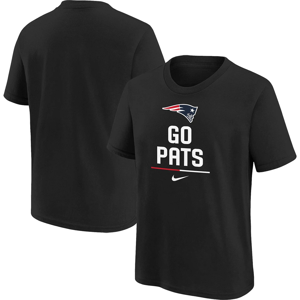 Youth Nike Black New England Patriots Go Pats Slogan - T-Shirt