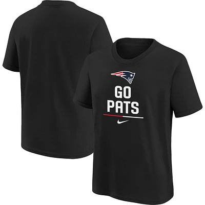 Youth Nike Black New England Patriots Go Pats Slogan - T-Shirt