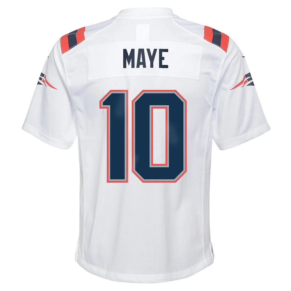 Youth Nike Drake Maye White New England Patriots Game Jersey