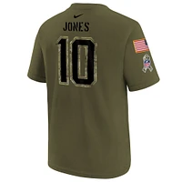 T-shirt Nike Mac Jones pour jeunes avec nom et numéro Salute To Service des New England Patriots Olive