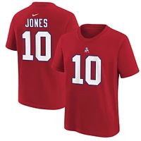 T-shirt Nike Mac Jones rouge avec nom et numéro du joueur des New England Patriots