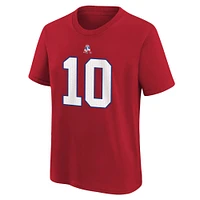 T-shirt Nike Mac Jones rouge avec nom et numéro du joueur des New England Patriots