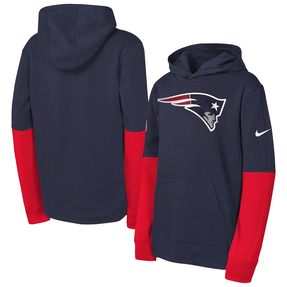 Youth Nike  Navy New England Patriots Club Pullover Hoodie