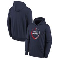 Youth Nike Navy New England Patriots Icon Therma Pullover Hoodie