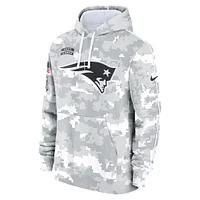 Youth Nike White/Gray New England Patriots 2024 Salute To Service Pullover Hoodie