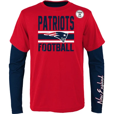 Ensemble combiné de t-shirts préférés des fans New England Patriots rouge/bleu marine pour jeunes