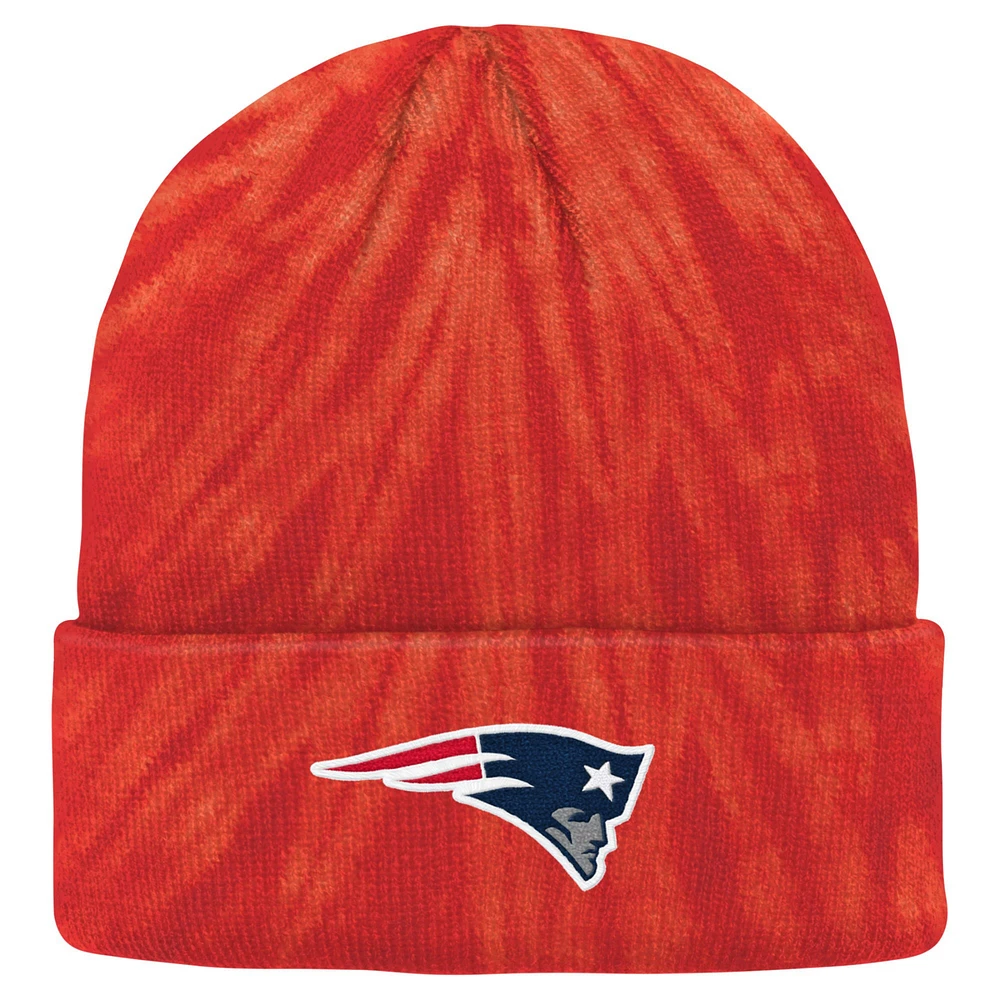 Bonnet en tricot à revers tie-dye rouge New England Patriots pour jeunes